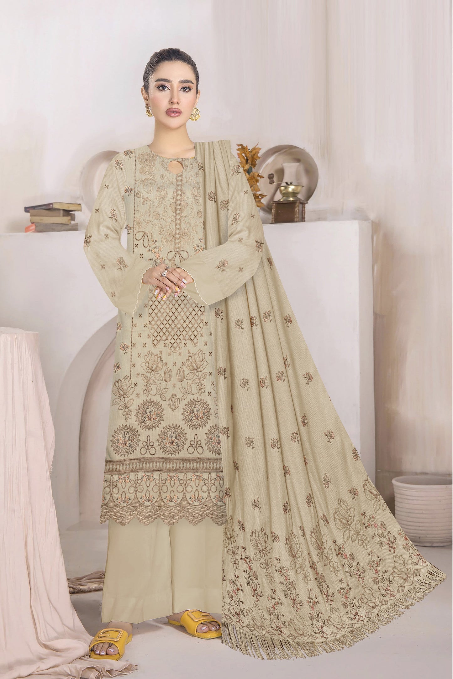Zaleef Peach Leather Mother Collection Embroidered V-6 / D-2