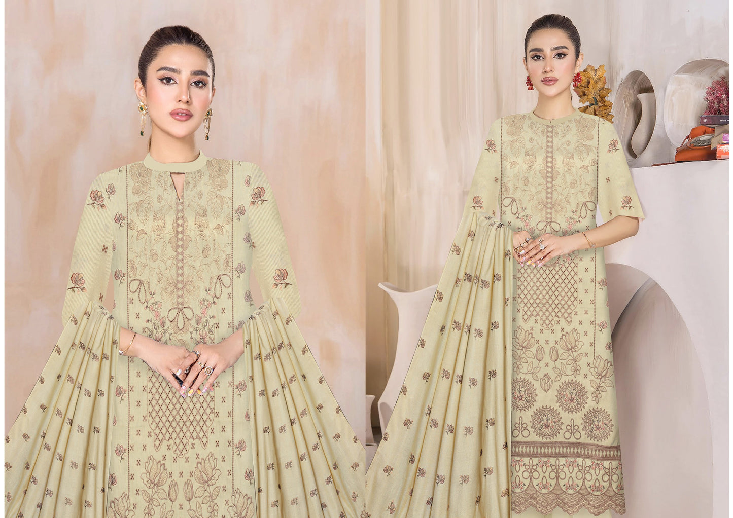 Zaleef Peach Leather Mother Collection Embroidered V-6 / D-3