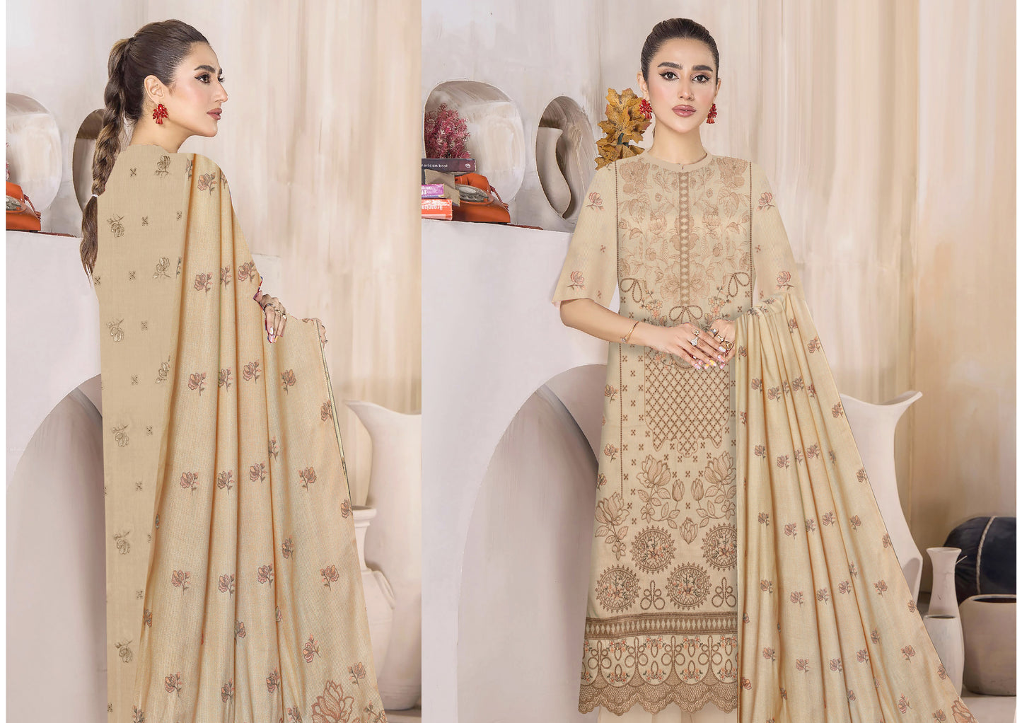 Zaleef Peach Leather Mother Collection Embroidered V-6 / D-4