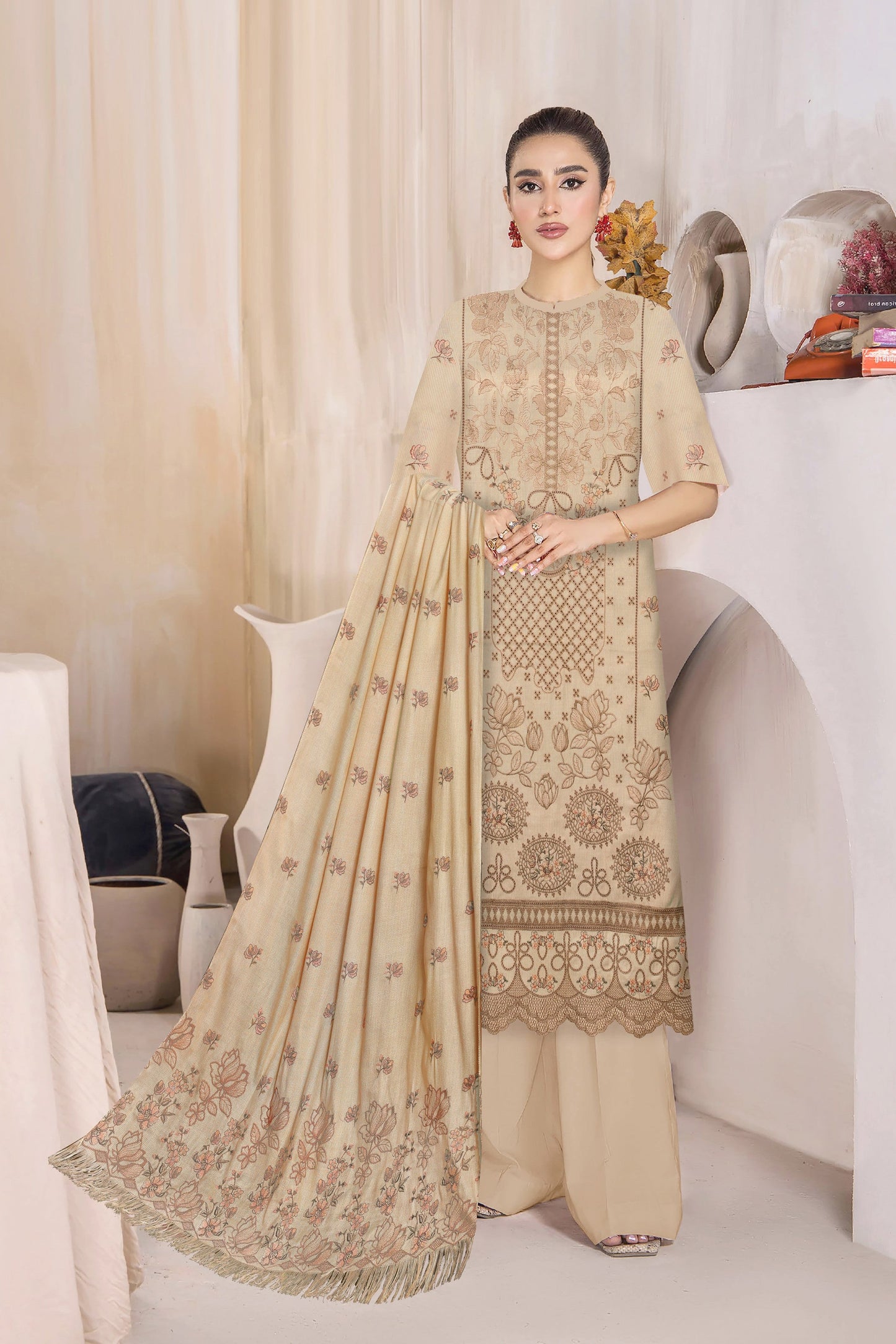 Zaleef Peach Leather Mother Collection Embroidered V-6 / D-4