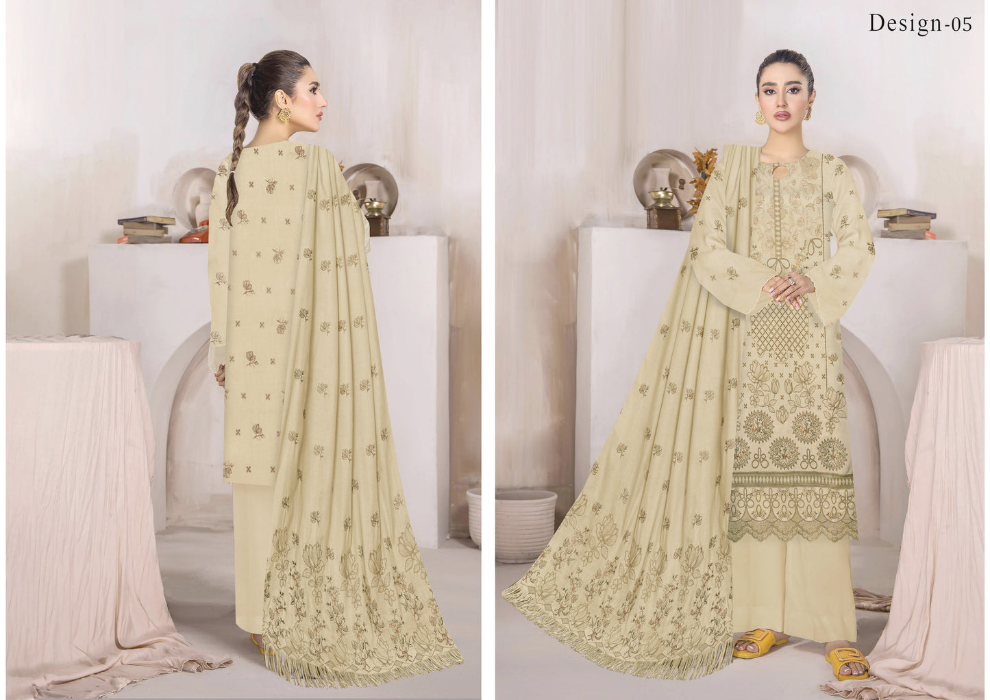 Zaleef Peach Leather Mother Collection Embroidered V-6 / D-5