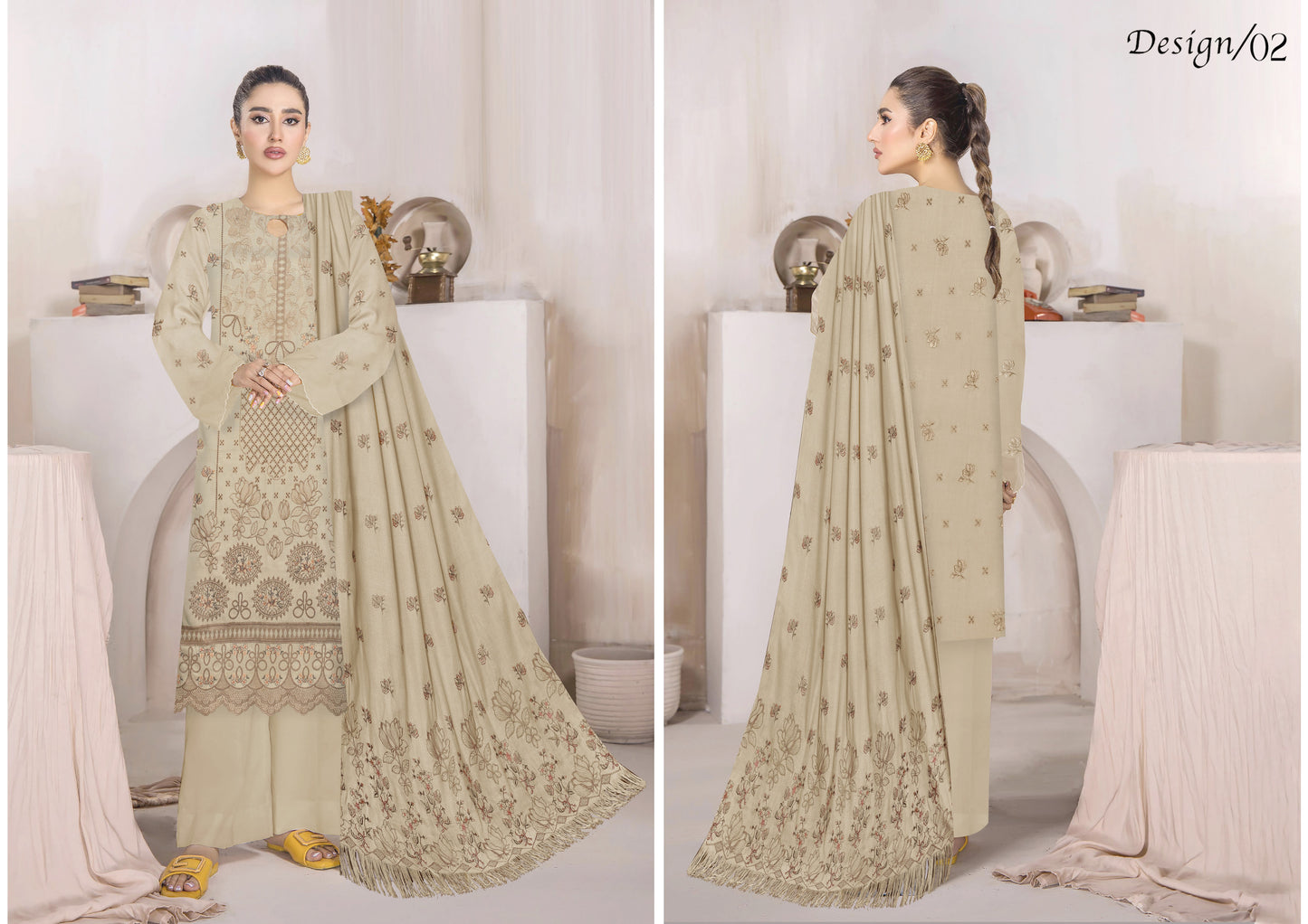 Zaleef Peach Leather Mother Collection Embroidered V-6 / D-2