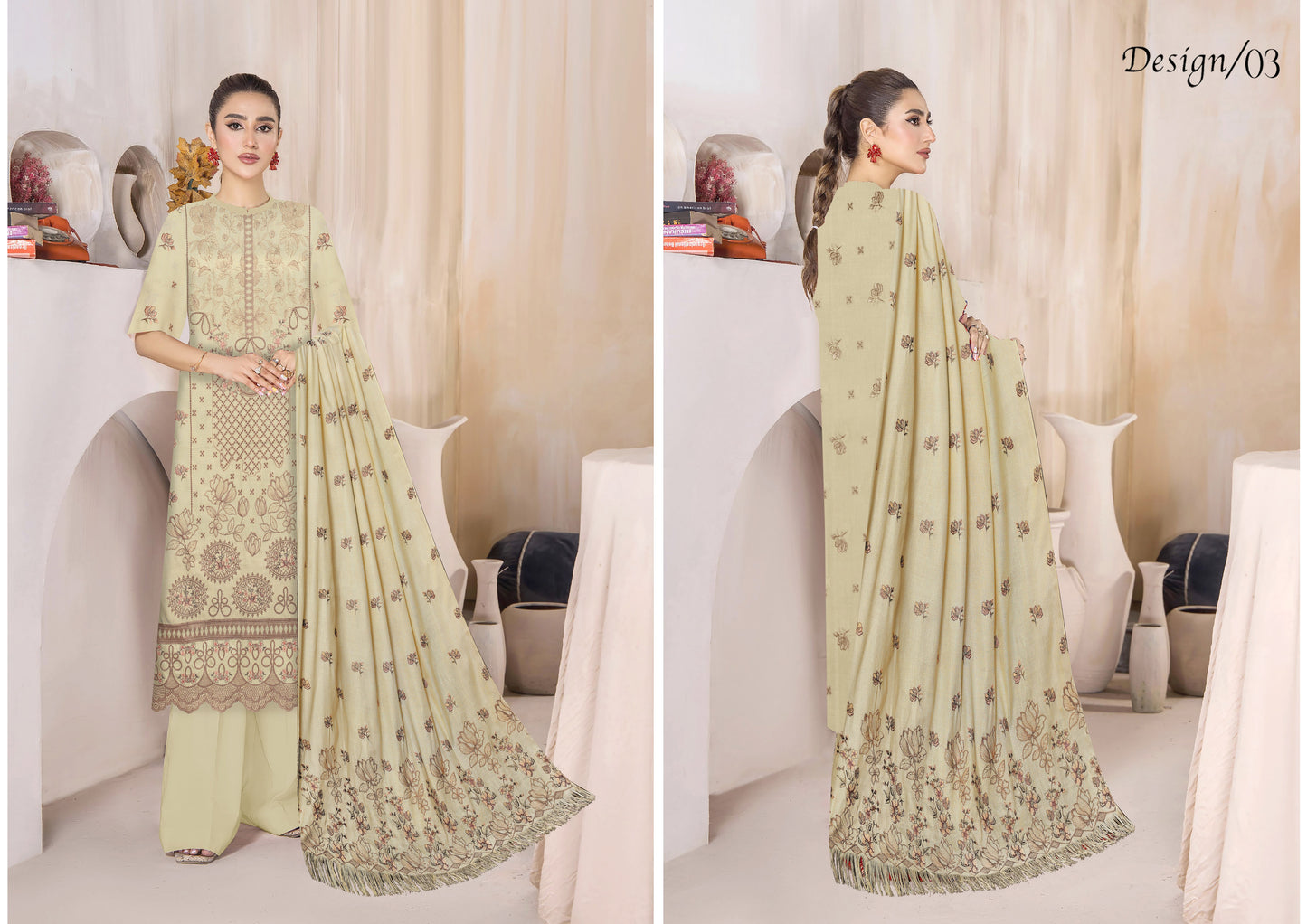 Zaleef Peach Leather Mother Collection Embroidered V-6 / D-3