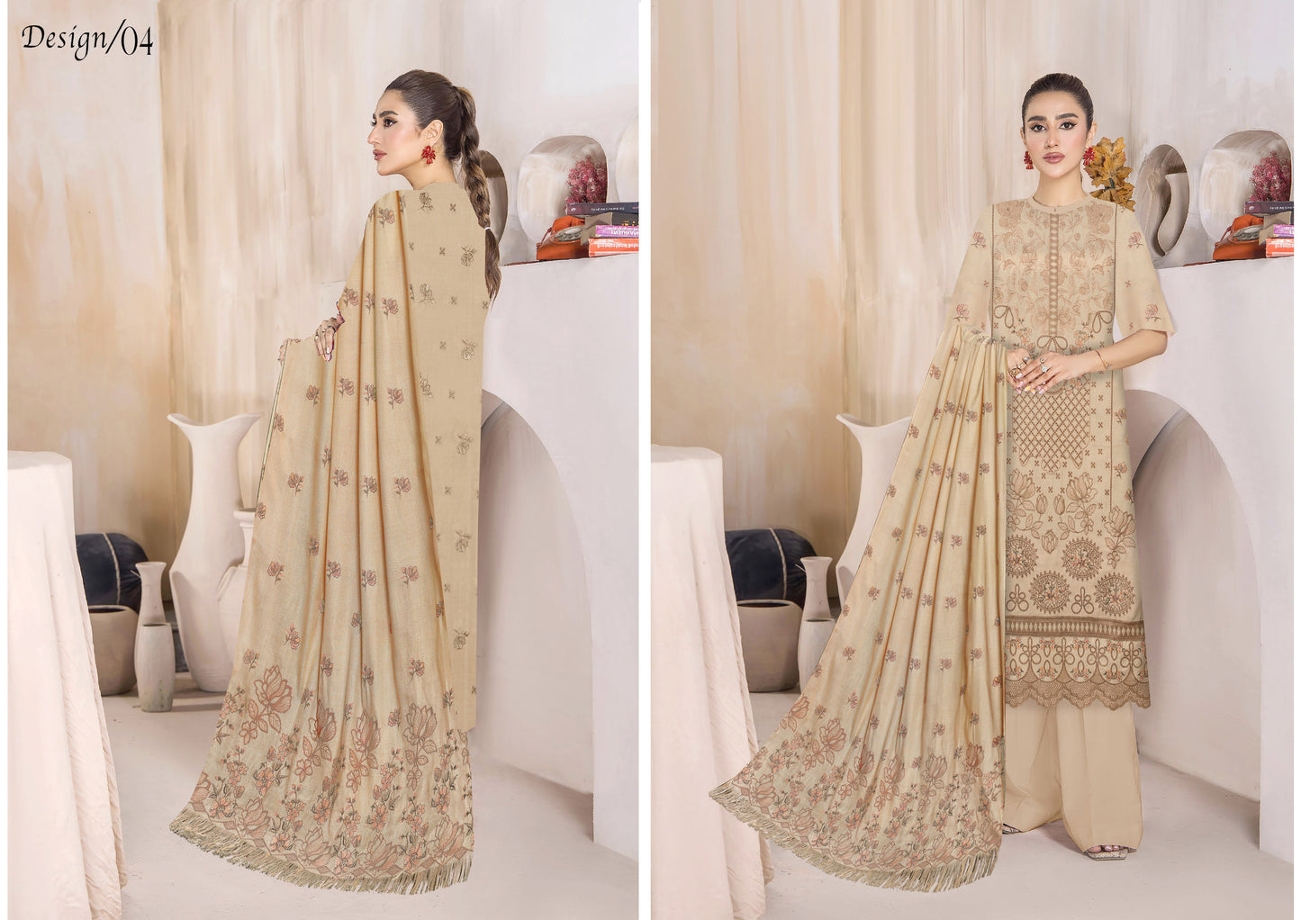 Zaleef Peach Leather Mother Collection Embroidered V-6 / D-4