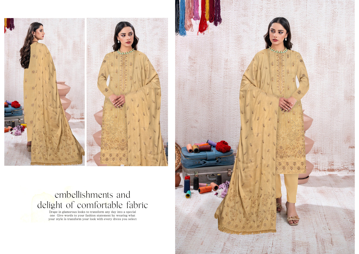 Zaleef Peach Leather Mother Collection Embroidered V-8 / D-2