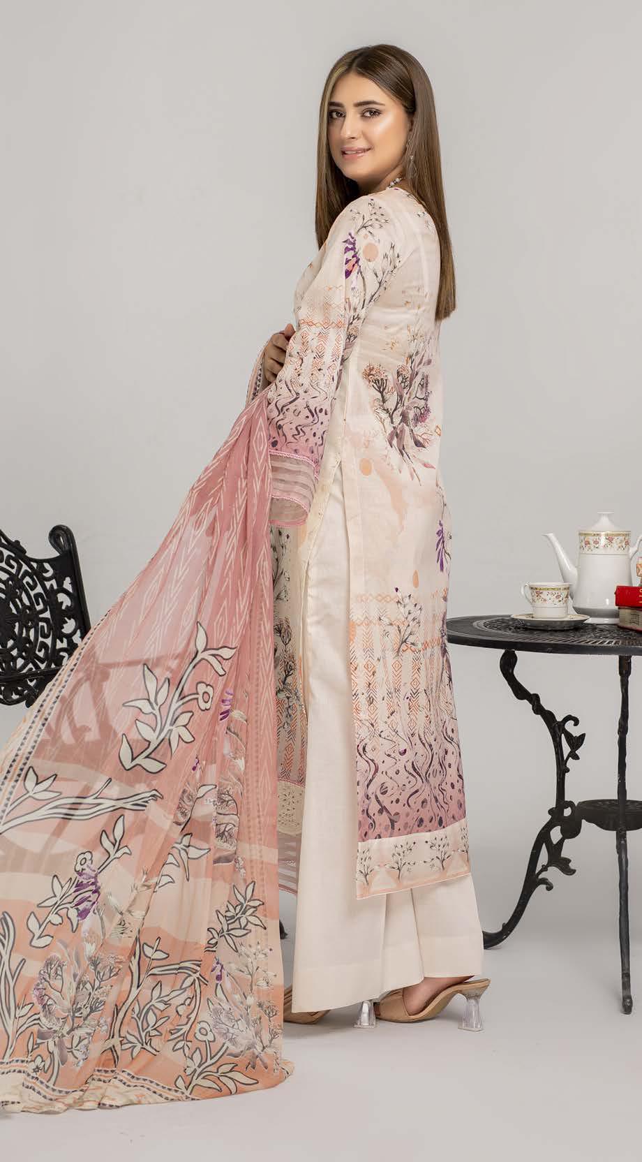 Saheliyaaan Lawn Chikenkari Chiffon Dupatta 007 - Waheed Javaid Collections