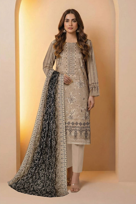 Diva Lawn Embroidered 3 Piece 03 - Waheed Javaid Collections