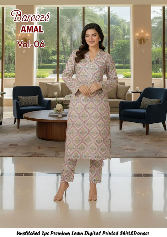 Breeze Premium High Quality Lawn 2 Piece Shirt & Trouser D#301 - Waheed Javaid Collections