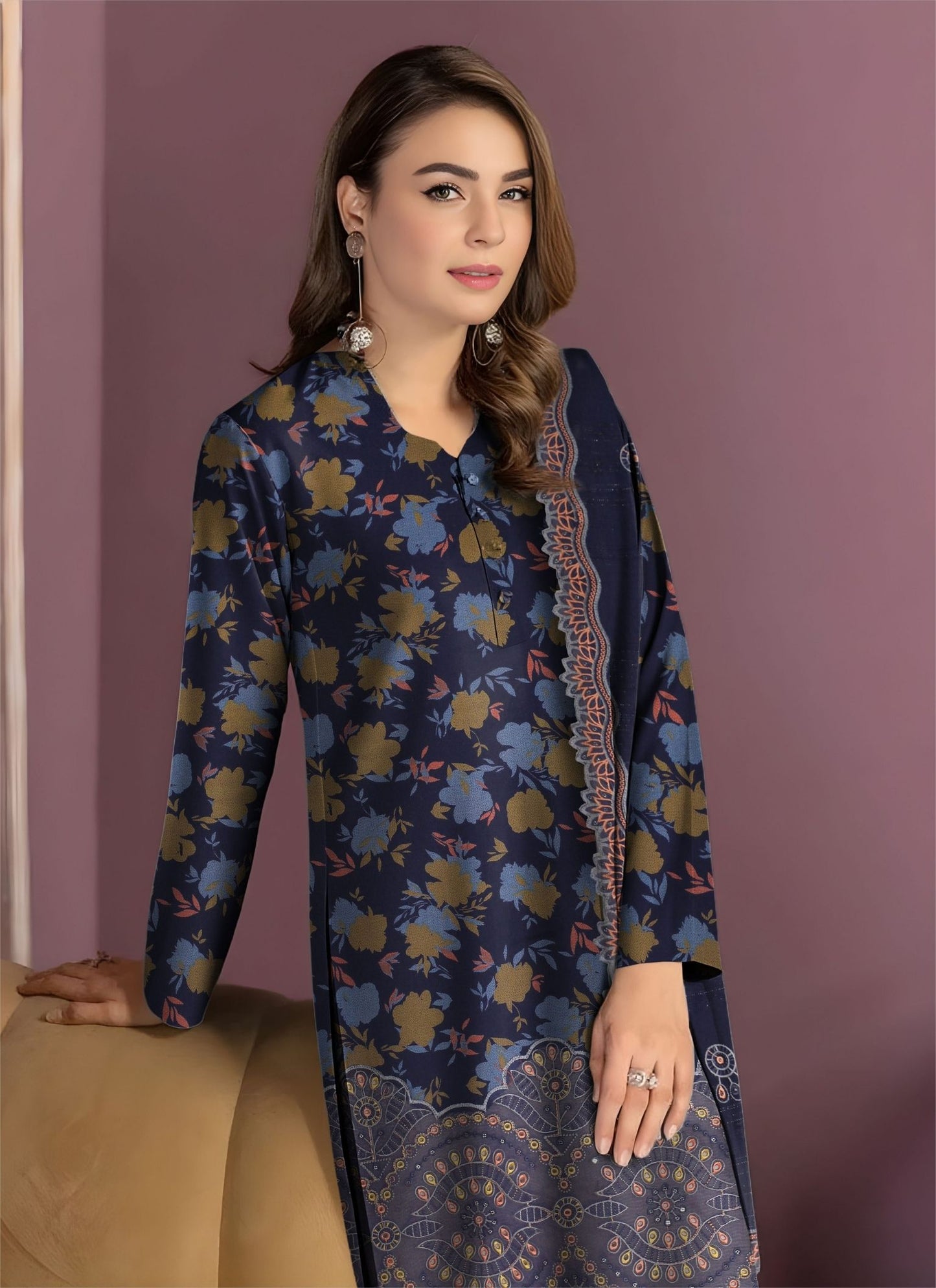 Preimum Peach Dhanak Daman Fancy Embroidered with Heavy #4