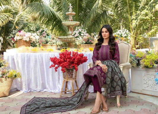 Gulbahaar Embroidered Digital Printed Lawn 3 Piece 2786