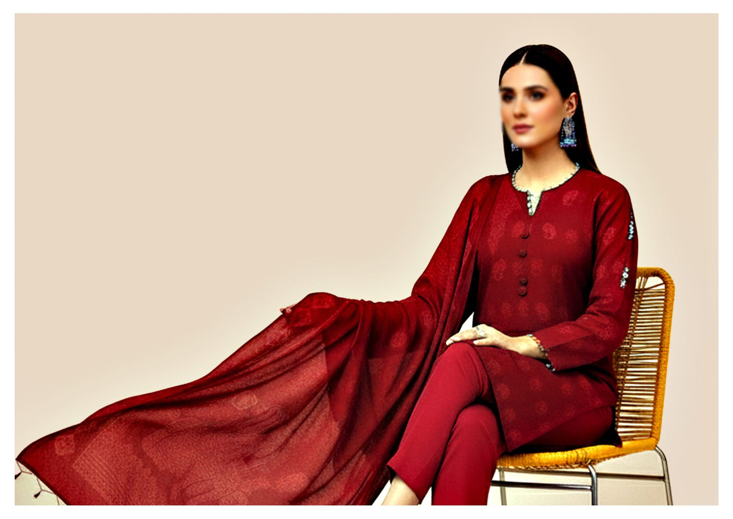 Mahpara Jacquard Wool Velvet Broosha #3