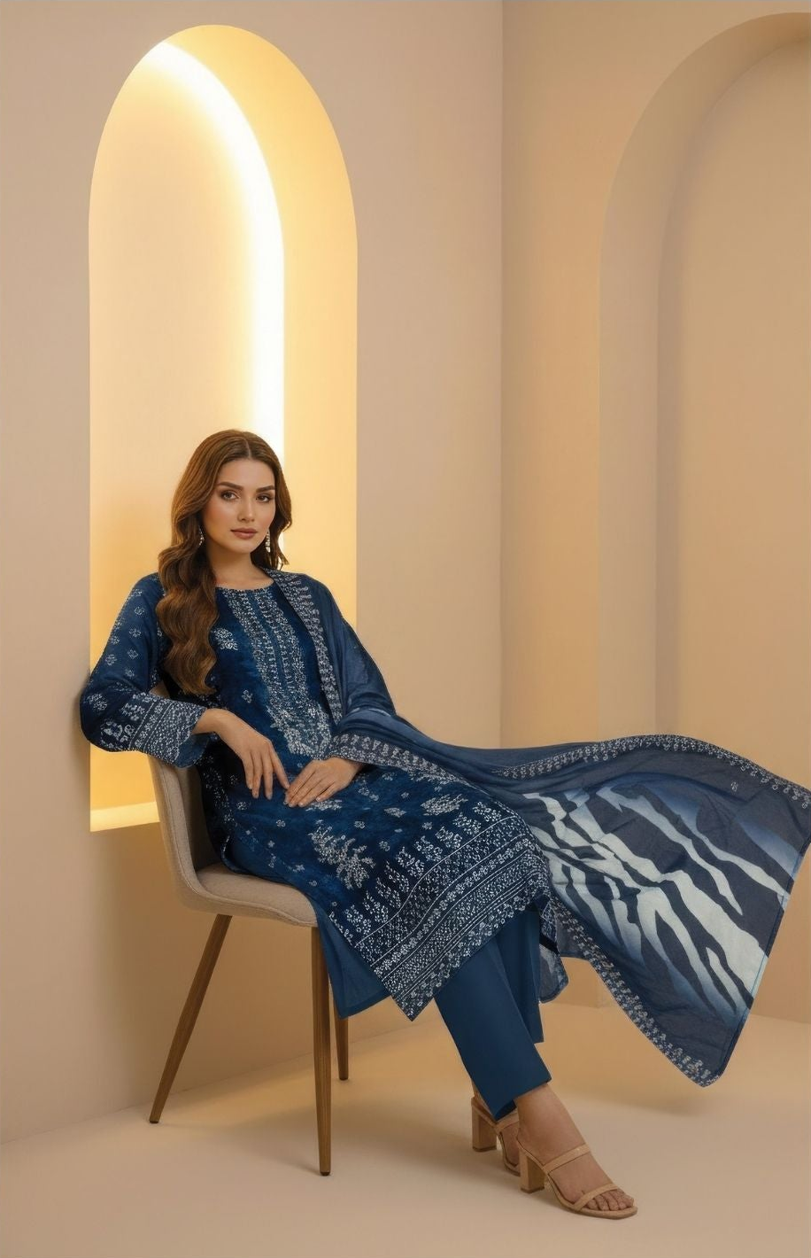 Diva Lawn Embroidered 3 Piece 05 - Waheed Javaid Collections