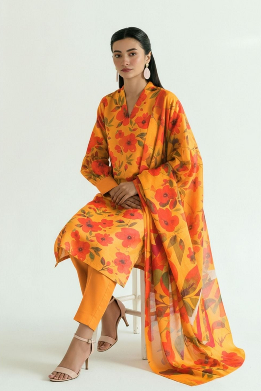 Orang Printed Premium Lawn 3 Piece 07