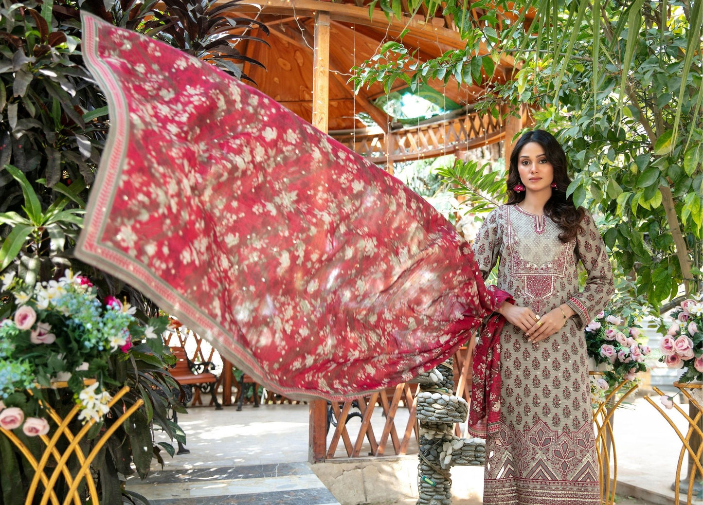 Gulbahaar Embroidered Digital Printed Lawn 3 Piece 2787