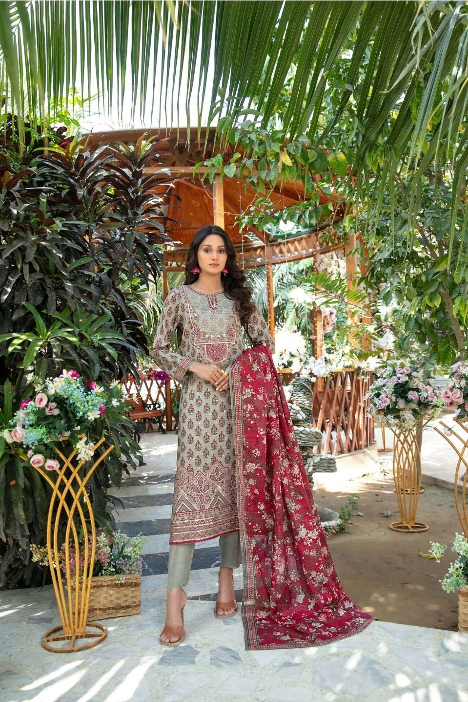 Gulbahaar Embroidered Digital Printed Lawn 3 Piece 2787