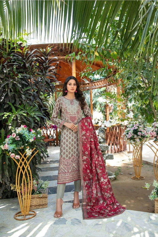 Gulbahaar Embroidered Digital Printed Lawn 3 Piece 2787