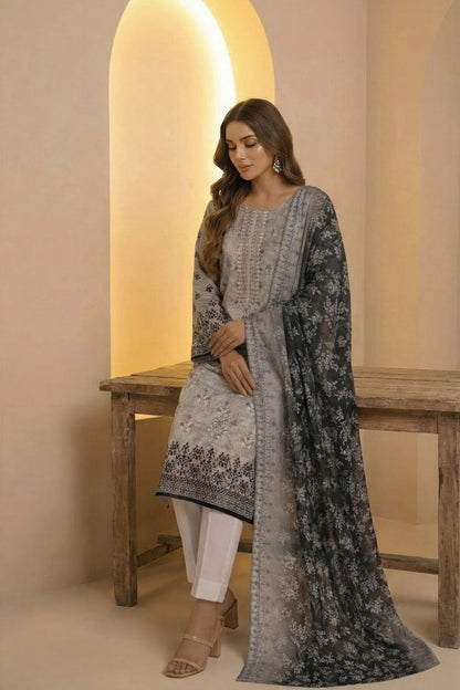 Diva Lawn Embroidered 3 Piece 06 - Waheed Javaid Collections