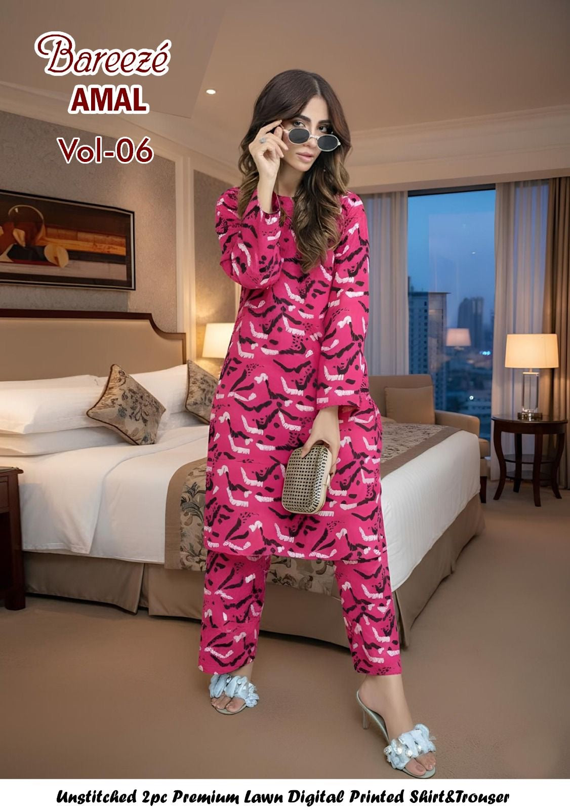 Breeze Premium High Quality Lawn 2 Piece Shirt & Trouser D#312 - Waheed Javaid Collections