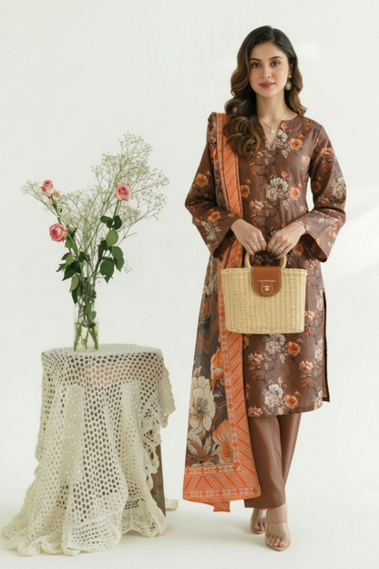 Orang Printed Premium Lawn 3 Piece 10