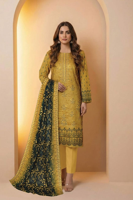 Diva Lawn Embroidered 3 Piece 09 - Waheed Javaid Collections