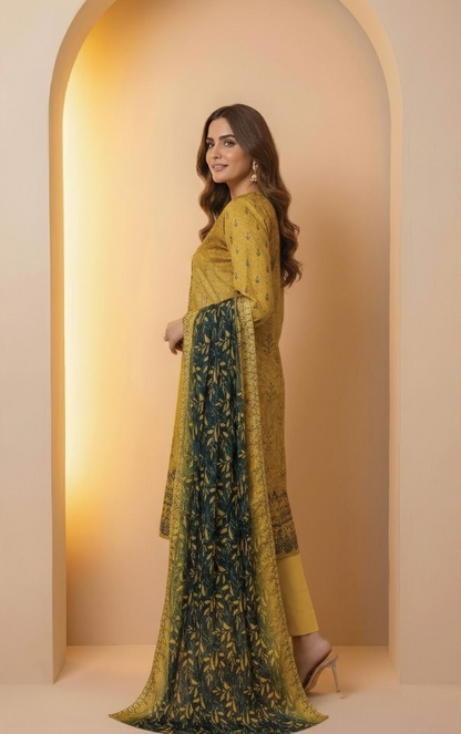 Diva Lawn Embroidered 3 Piece 09 - Waheed Javaid Collections