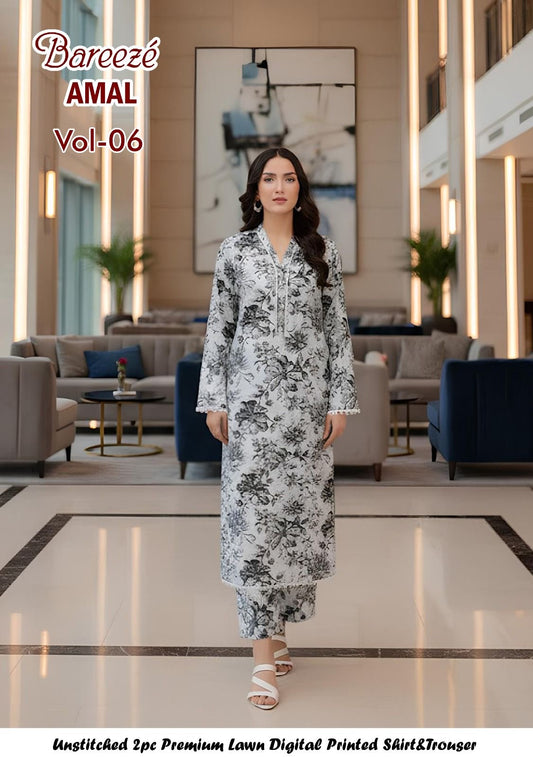 Breeze Premium High Quality Lawn 2 Piece Shirt & Trouser D#303 - Waheed Javaid Collections