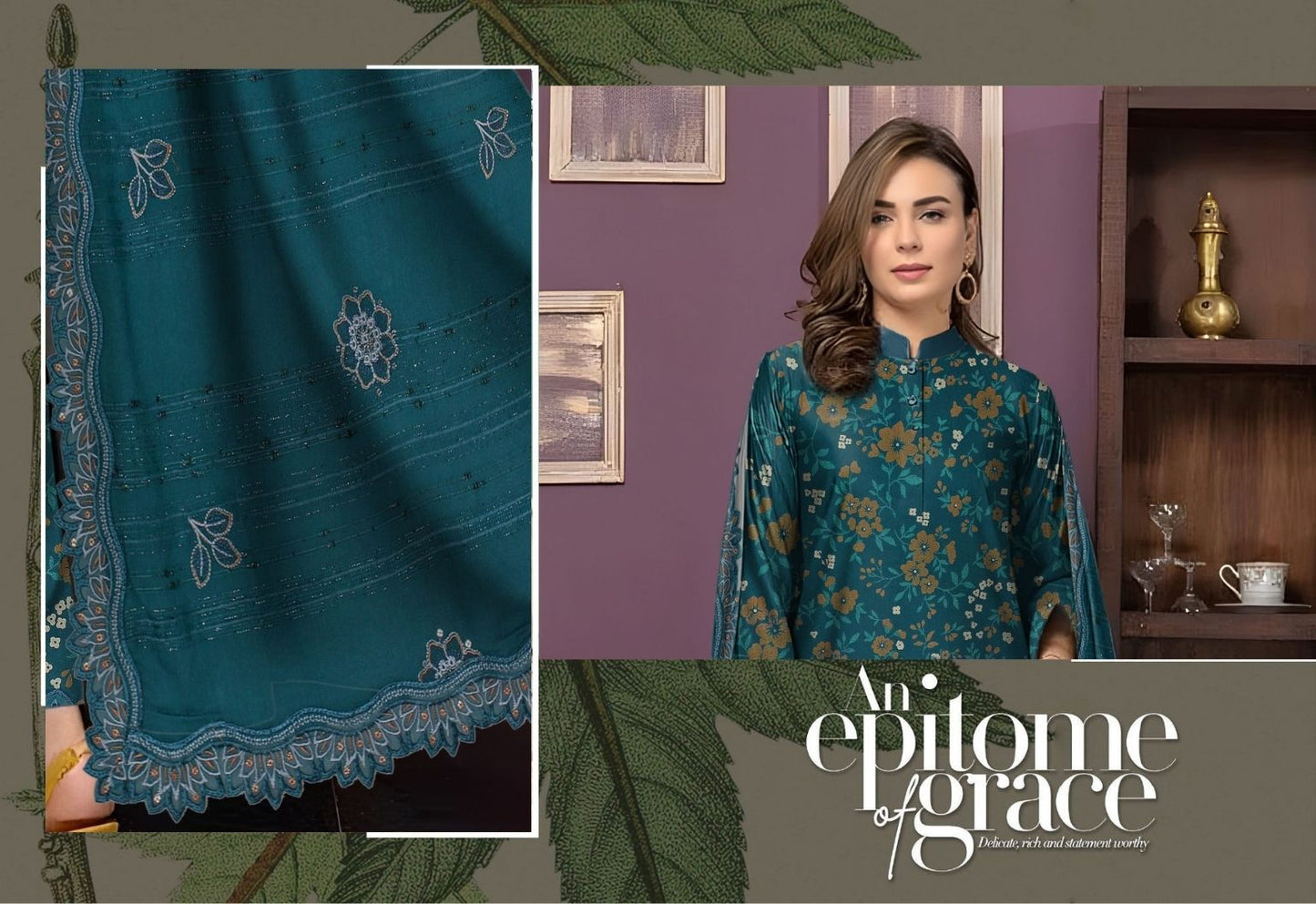 Preimum Peach Dhanak Daman Fancy Embroidered with Heavy #1