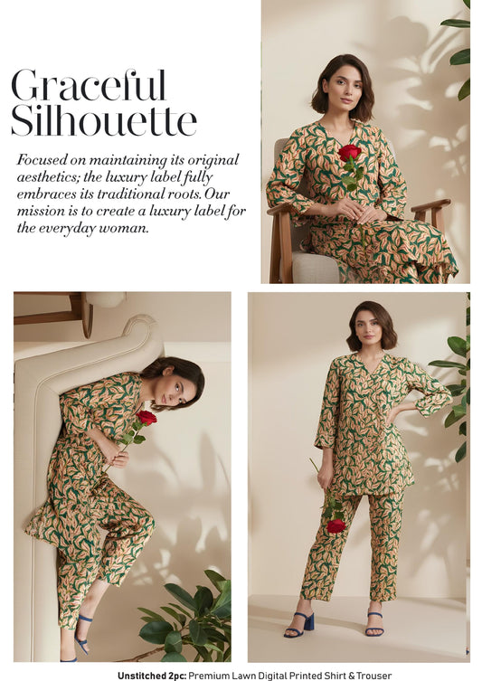 Breeze Premium High Quality Lawn 2 Piece Shirt & Trouser D#211 - Waheed Javaid Collections