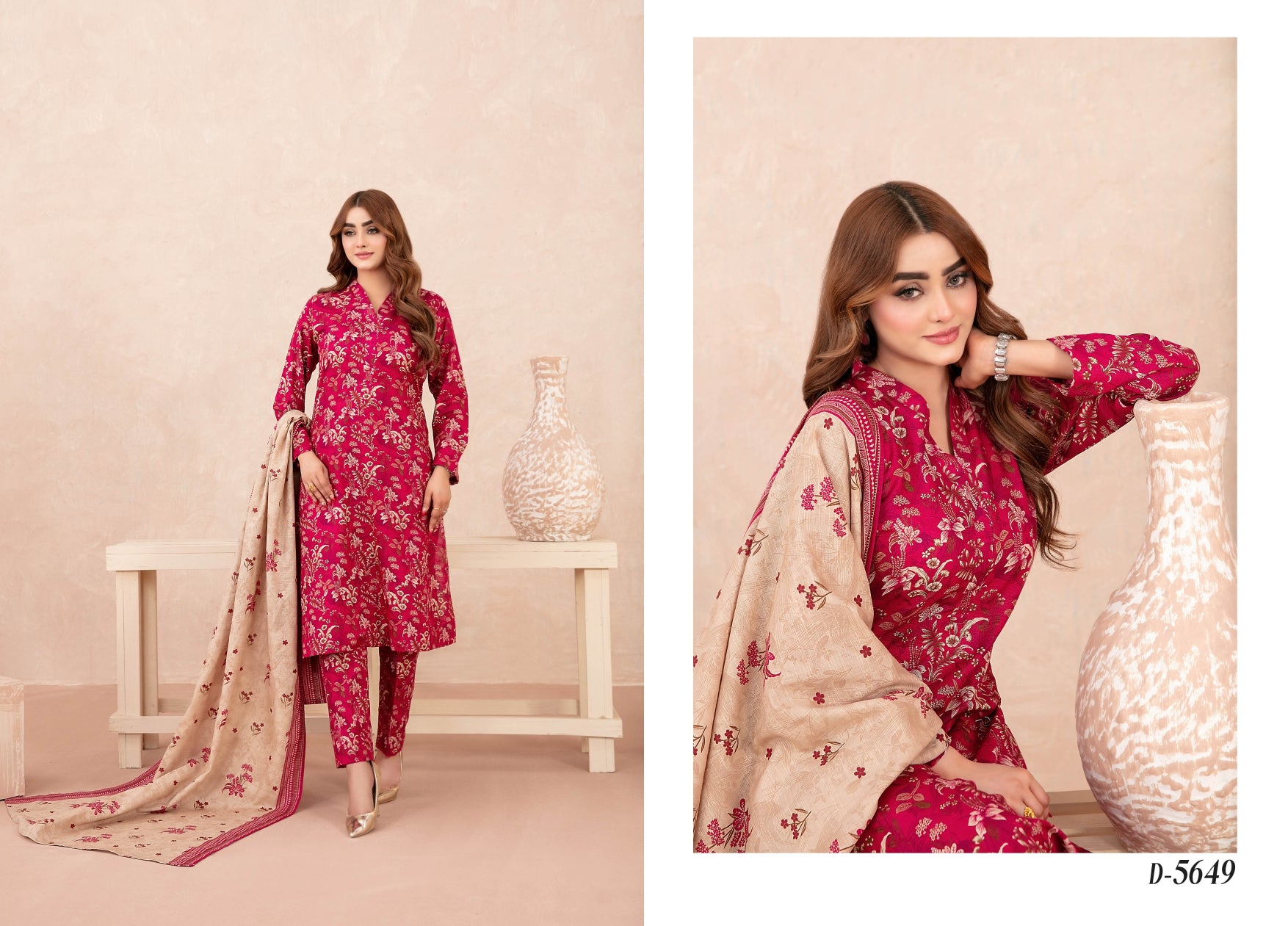 Nazli Tawakkal Premium High Quality Khaddar Printed 3 Piece D#49 - Waheed Javaid Collections