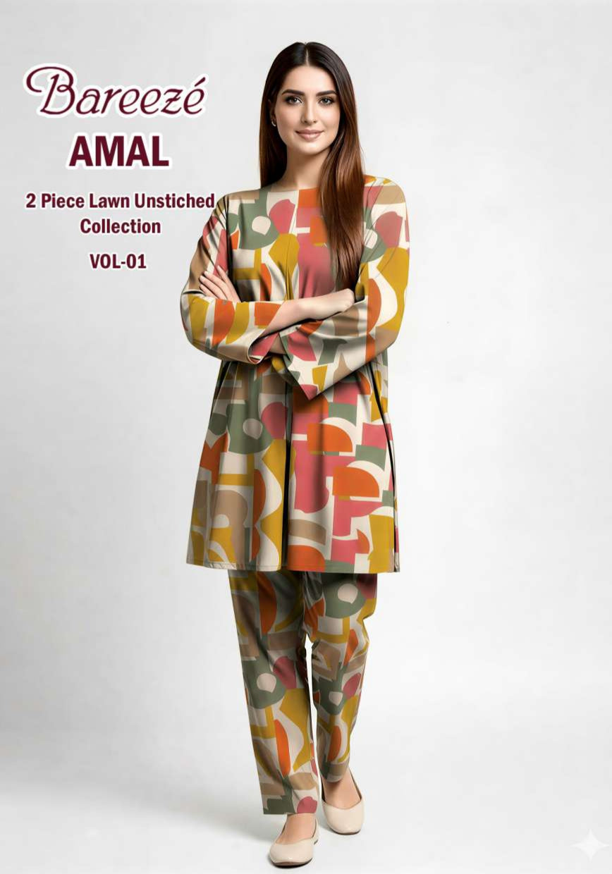 Breeze Premium High Quality Lawn 2 Piece Shirt & Trouser D#105 - Waheed Javaid Collections