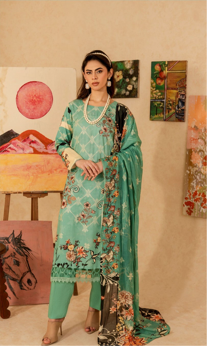Cross Stich Embroidered Banna Dora Viscose D#3