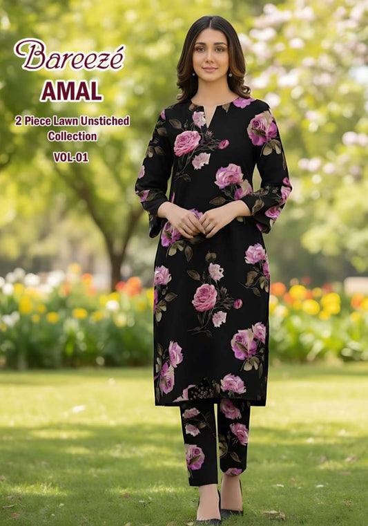 Breeze Premium High Quality Lawn 2 Piece Shirt & Trouser D#114 - Waheed Javaid Collections