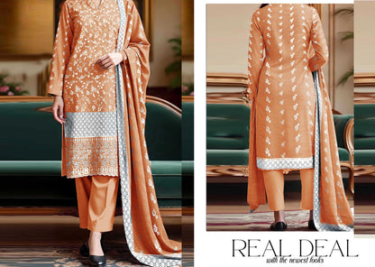 Premium Khaddar Breeze Boring Fancy White Embroidery #3