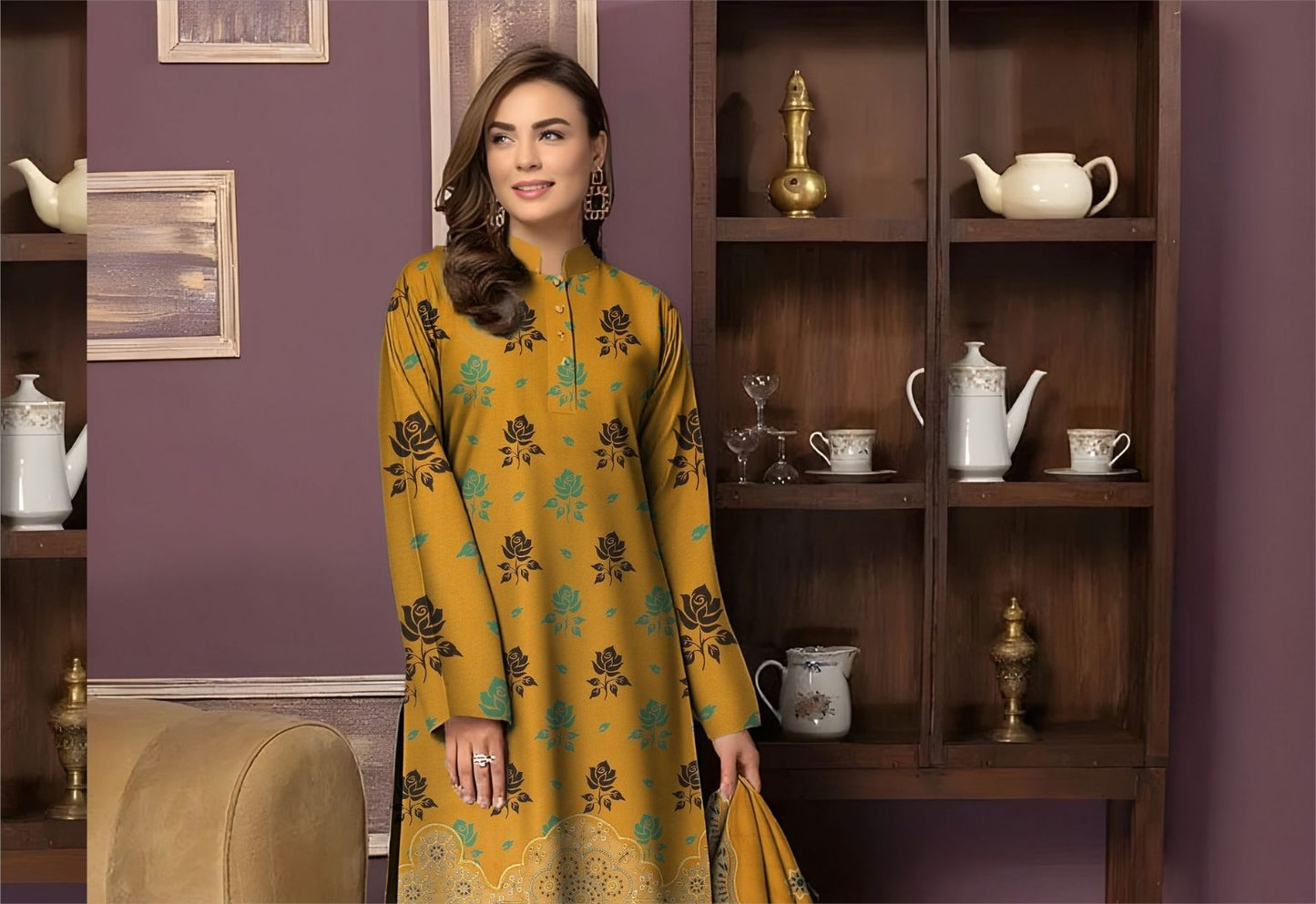 Preimum Peach Dhanak Daman Fancy Embroidered with Heavy #3