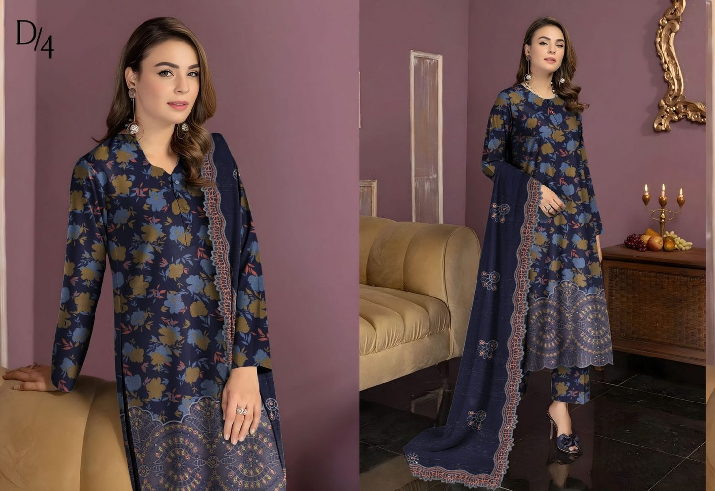 Preimum Peach Dhanak Daman Fancy Embroidered with Heavy #4