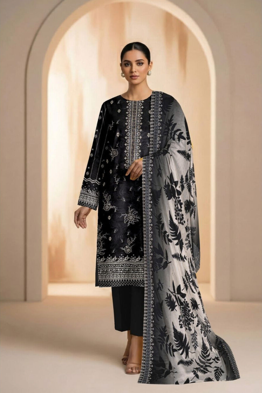 Diva Lawn Embroidered 3 Piece 02 - Waheed Javaid Collections