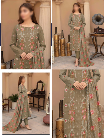 Silver Peach Suits With Heavy Breeze Embroidered Shawals #7
