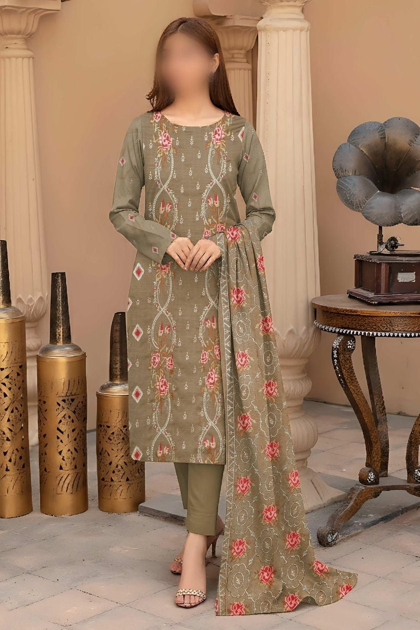 Silver Peach Suits With Heavy Breeze Embroidered Shawals #7