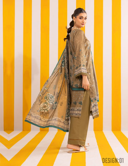 Abisha Lawn 3 Piece Embroidered #01 - Waheed Javaid Collections