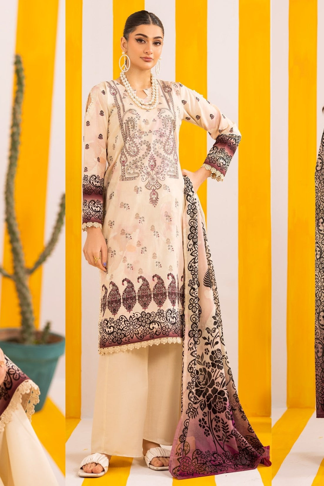 Abisha Lawn 3 Piece Embroidered #04 - Waheed Javaid Collections