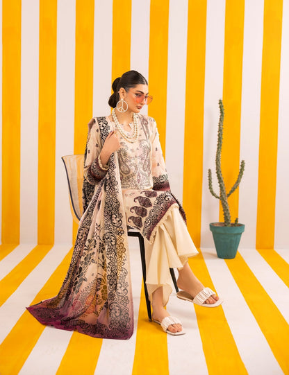 Abisha Lawn 3 Piece Embroidered #04 - Waheed Javaid Collections