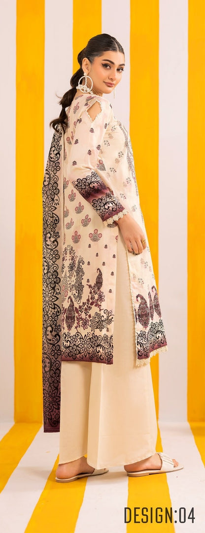 Abisha Lawn 3 Piece Embroidered #04 - Waheed Javaid Collections