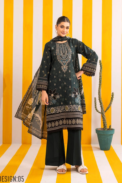 Abisha Lawn 3 Piece Embroidered #05 - Waheed Javaid Collections