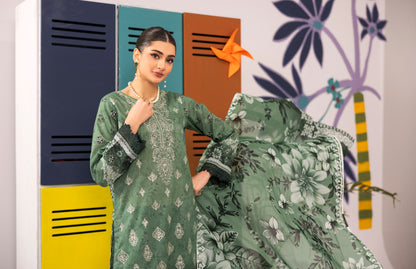 Abisha Lawn 3 Piece Embroidered #08 - Waheed Javaid Collections