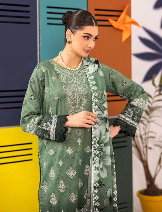 Abisha Lawn 3 Piece Embroidered #08 - Waheed Javaid Collections