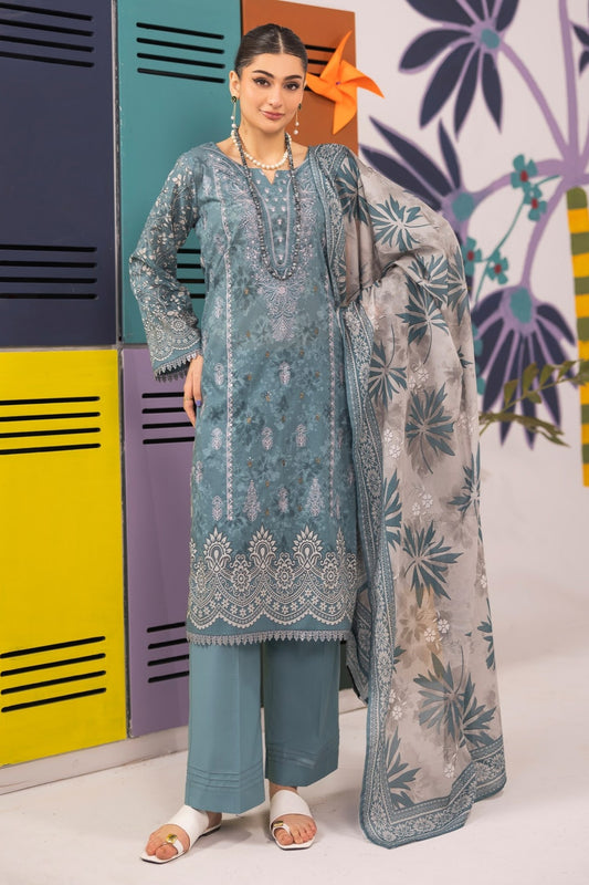 Abisha Lawn 3 Piece Embroidered #09 - Waheed Javaid Collections