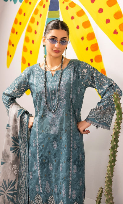 Abisha Lawn 3 Piece Embroidered #09 - Waheed Javaid Collections