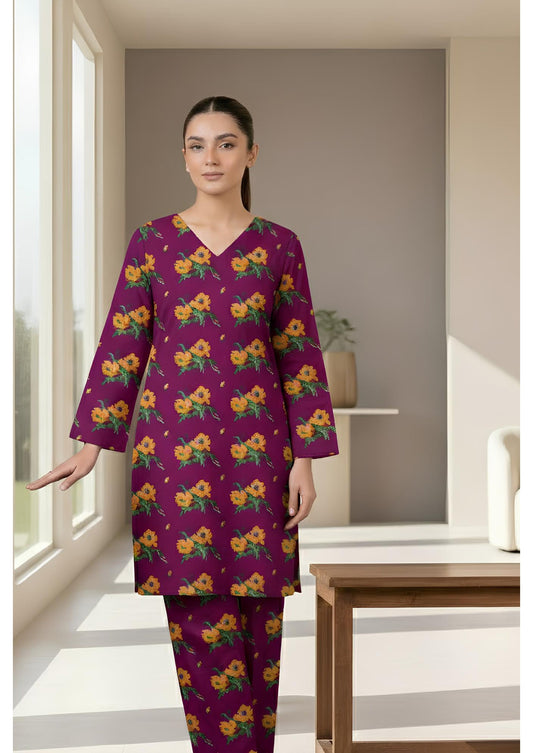 Breeze Premium High Quality Lawn 2 Piece Shirt & Trouser D#204 - Waheed Javaid Collections