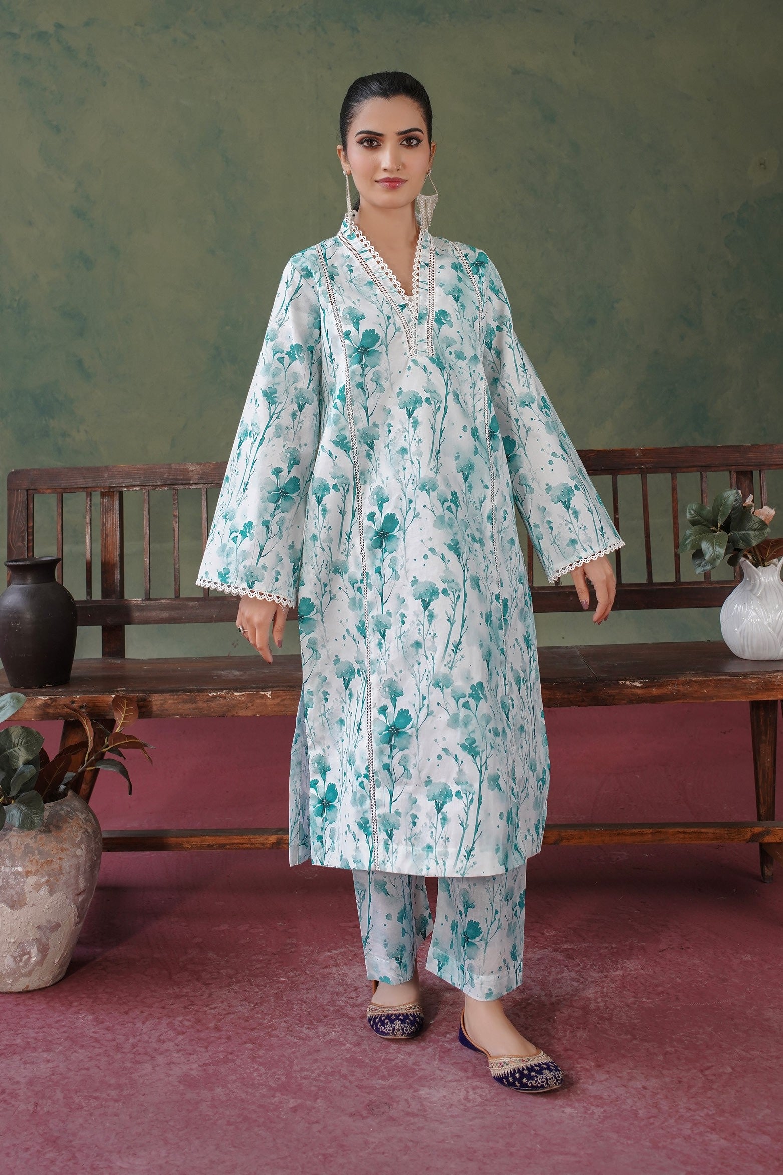 Blossom All over 2 Piece Lawn 533 - Waheed Javaid Collections