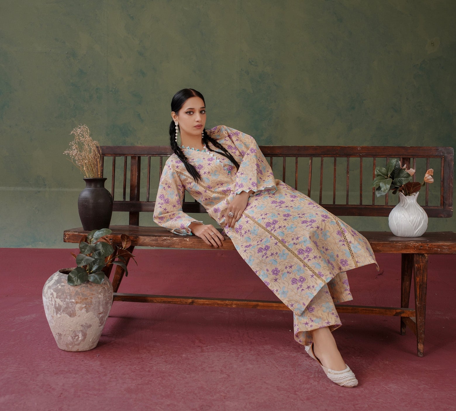 Blossom All over 2 Piece Lawn 537 - Waheed Javaid Collections